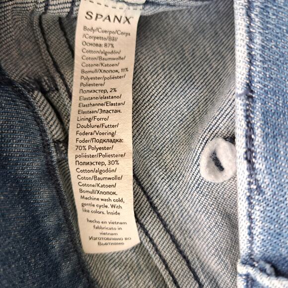 SPANX Flare Jeans Size Medium 2-Tone Mixed Indigo Wash Retro High Waist - Picture 10 of 11
